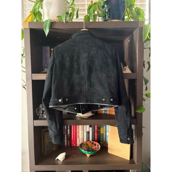 Miss Me Black Suede 2 In 1 Convertible Coat Size Large - Picture 4 of 10